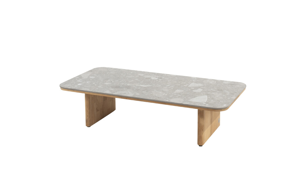 Lucas table basse teck avec plateau en céramique 65x35cm