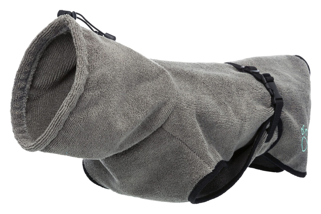 Peignoir de bain pour chien, en tissu éponge XS gris