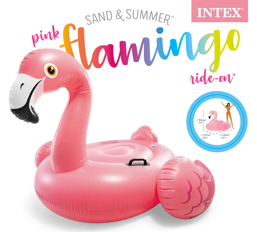 Roze flamingo ride-on 142x137x97cm