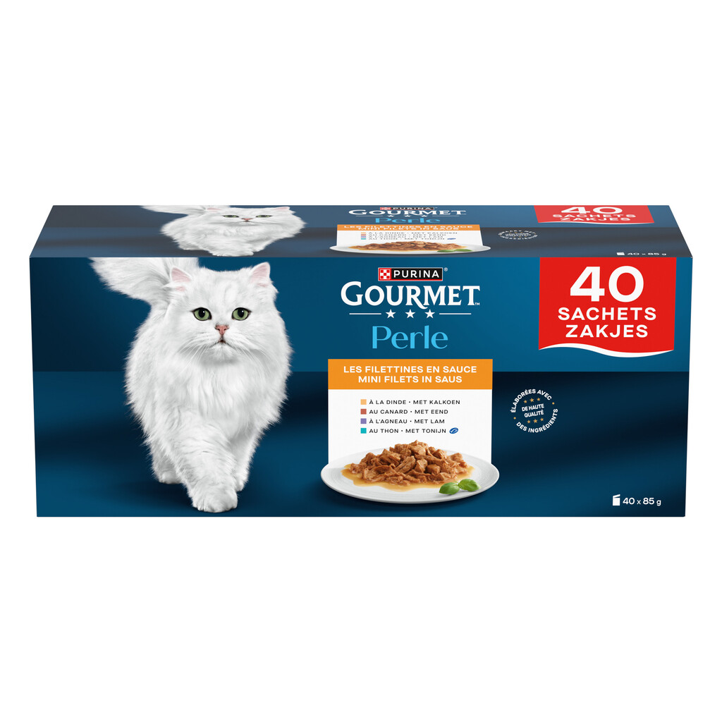 Perle les filettines en sauce au dinde, canard, agneau et thon 40x85g
