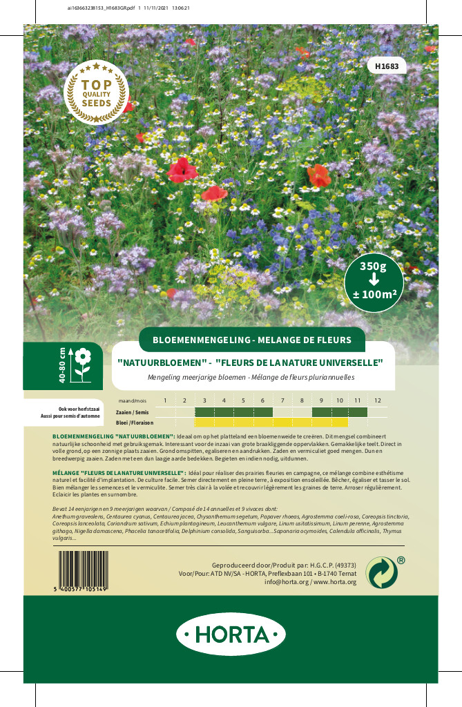 Mélange pluriannuel "Fleurs de la nature universelle" 100 m²  Mélange pluriannuel "Fleurs de la nature universelle" 100 m²