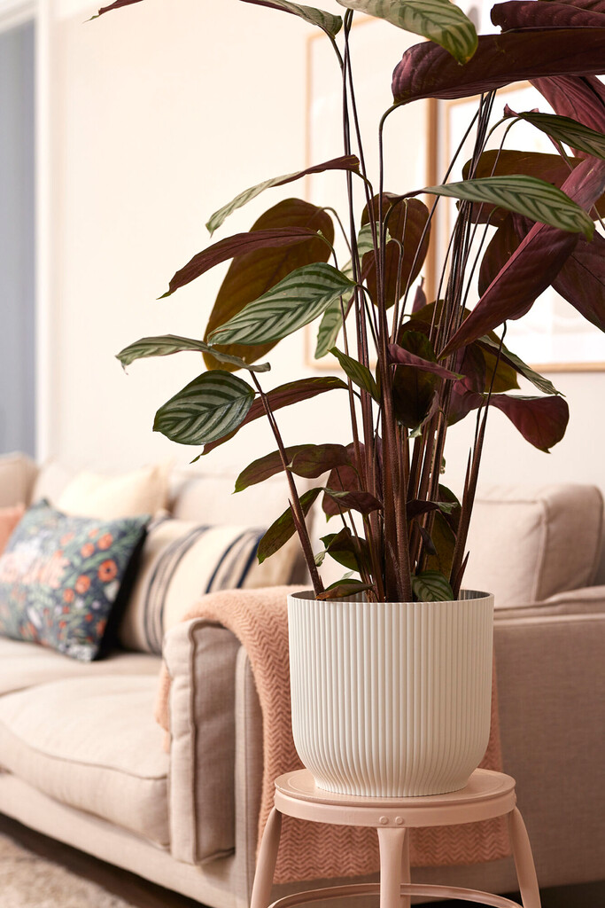 Pot de fleurs Vibes Fold Rond Roues 35cm blanc soie