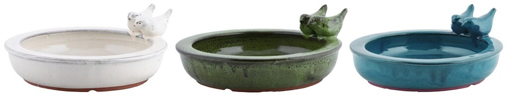 Bain oiseau en céramique rond assortiment