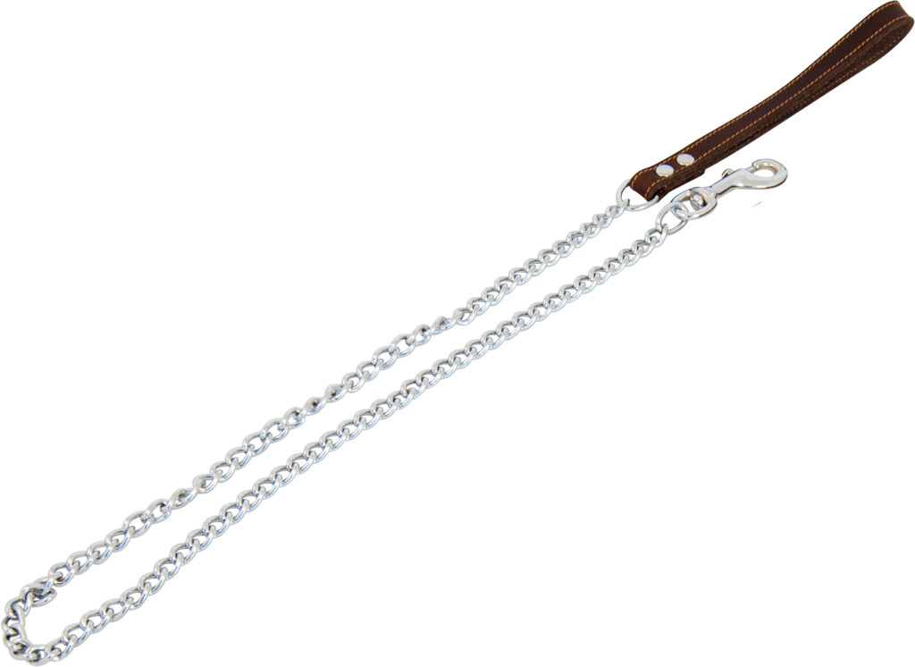 Laisse Chaine Cuir Gras Brun 110x1,6 cm