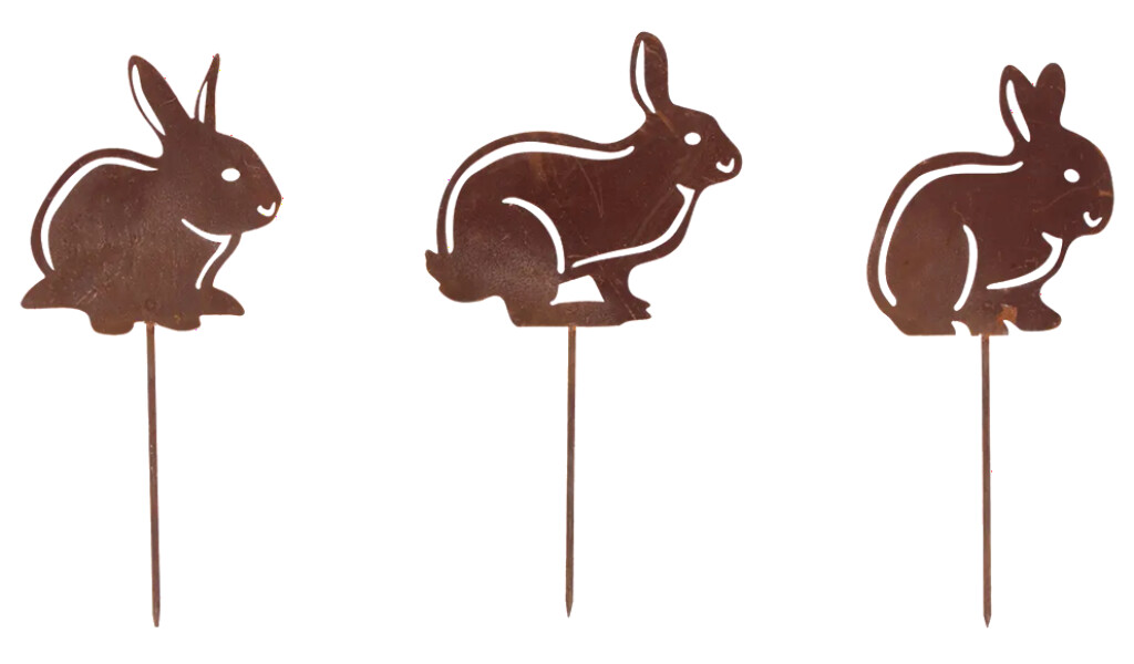 Piquet de jardin rouillé lapin assortiment de 3