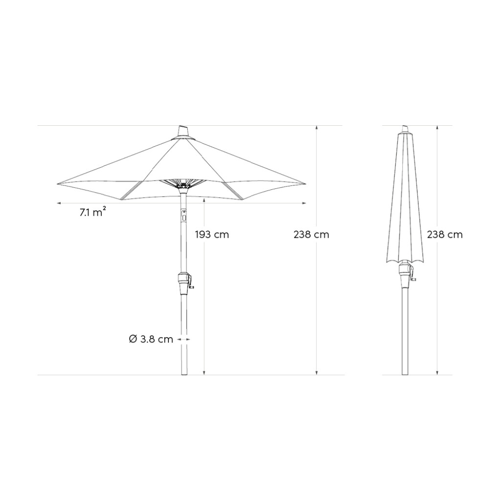 Riva Ø3,0 - Frame antraciet / Doek ecru