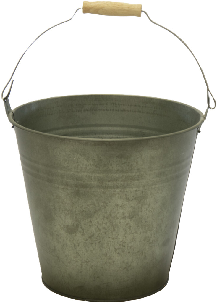 Seau zinc vert vintage Ø13