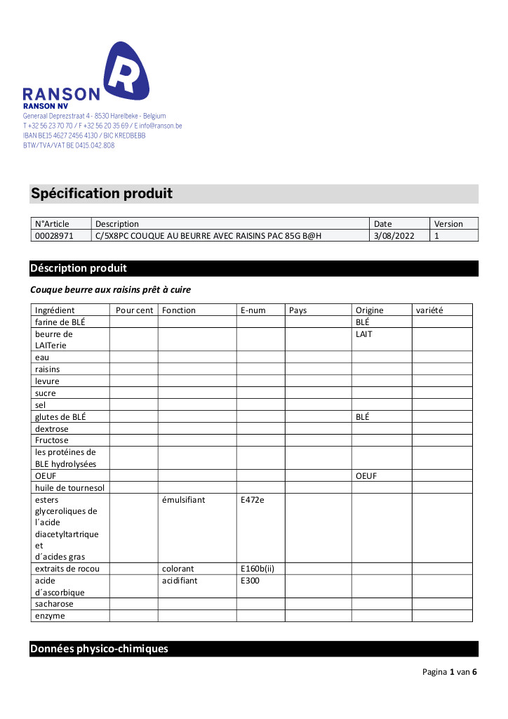 Couque au beurre au raisins - 8 pièces