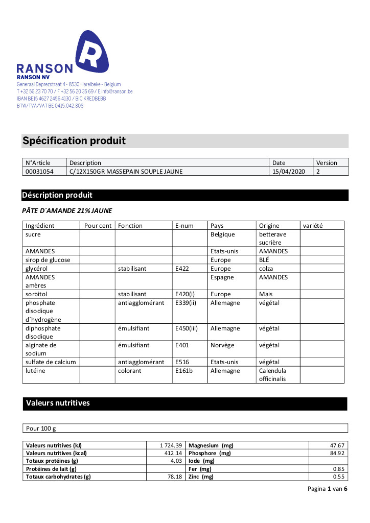 Rolmarsepein - geel - 150g
