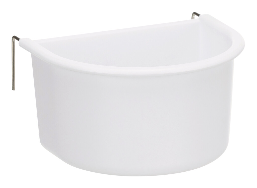 Mangeoire suspendue avec support métal, en plastique 11x8cm 400ml Mangeoire suspendue avec support métal, en plastique 11x8cm 400ml