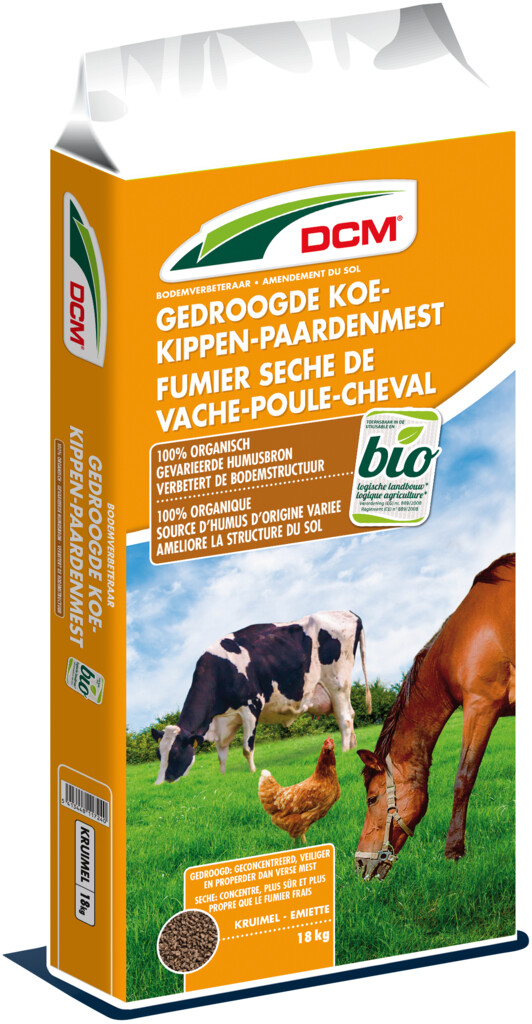 Gedroogde Koe-Kippen-Paardenmest 18kg