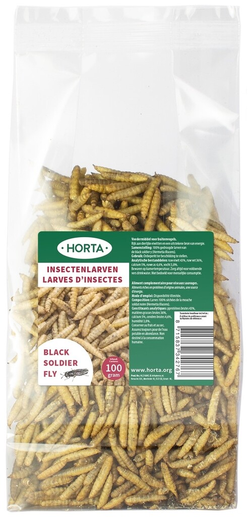 Insectenlarven black soldier flies 100g Insectenlarven black soldier flies 100g