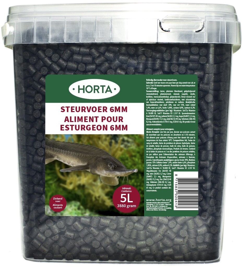 Nourriture pour esturgeons 5 litres 6mm/3880g Nourriture pour esturgeons 5 litres 6mm/3880g