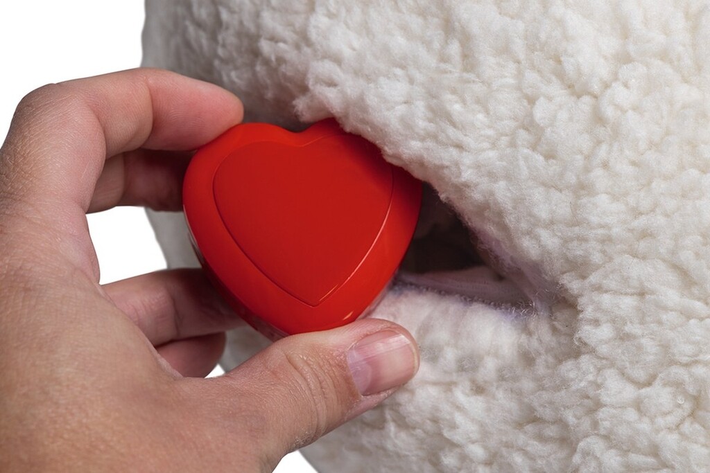 Jouet Peluche Chiot Heartbeat Blanc/Gris