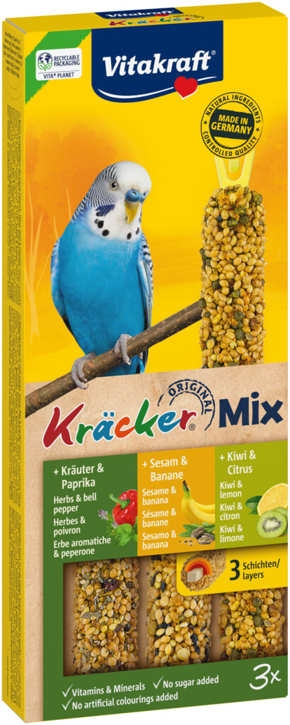 Kräcker® Trio-Mix perruche banane/herbes/kiwi Kräcker® Trio-Mix perruche banane/herbes/kiwi