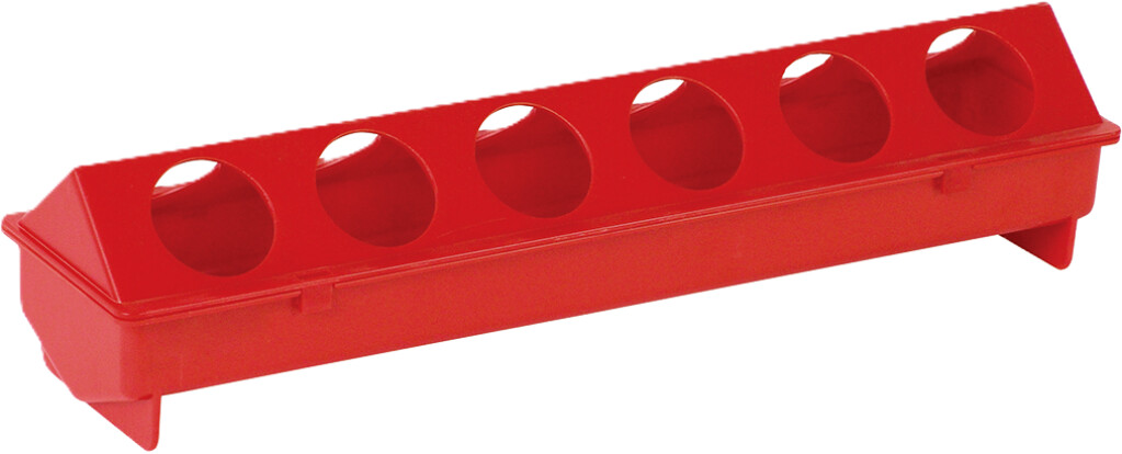 Kippenvoerbak plastiek ronde gaten rood