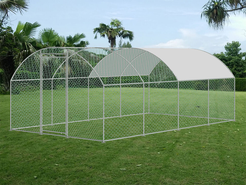 Enclos pour poules en métal avec bâche 500cm