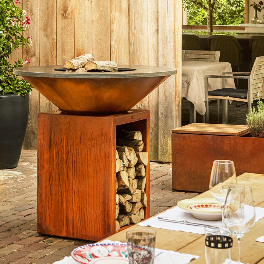 Classic Storage Corten 100 - cuisinière avec stockage de bois