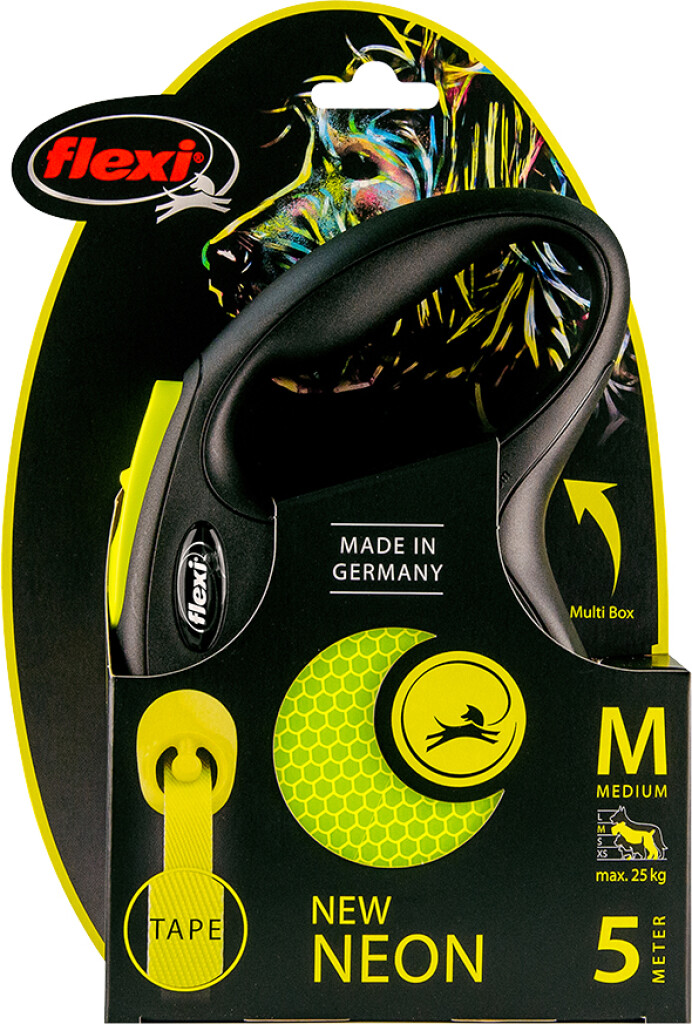 Laisse New Neon Sangle Jaune M 5m Laisse New Neon Sangle Jaune M 5m