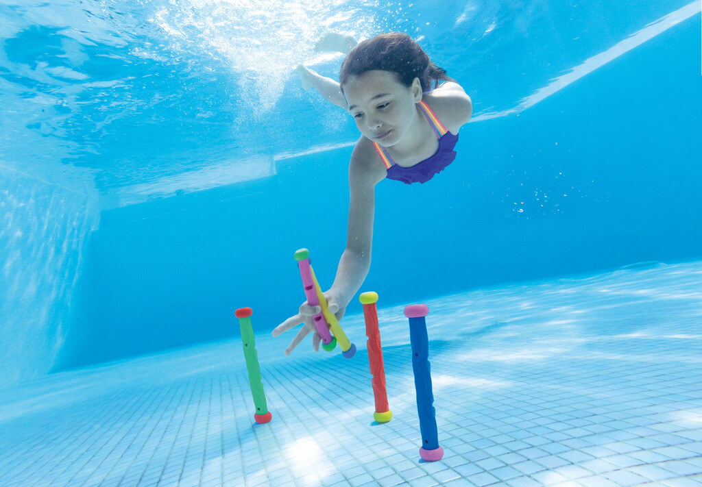 Jeux de plongee batons, 5 couleurs