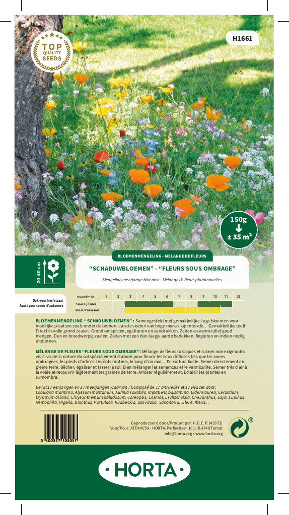 Mengeling meerjarige bloemen voor schaduwrijke plaatsen 35m²