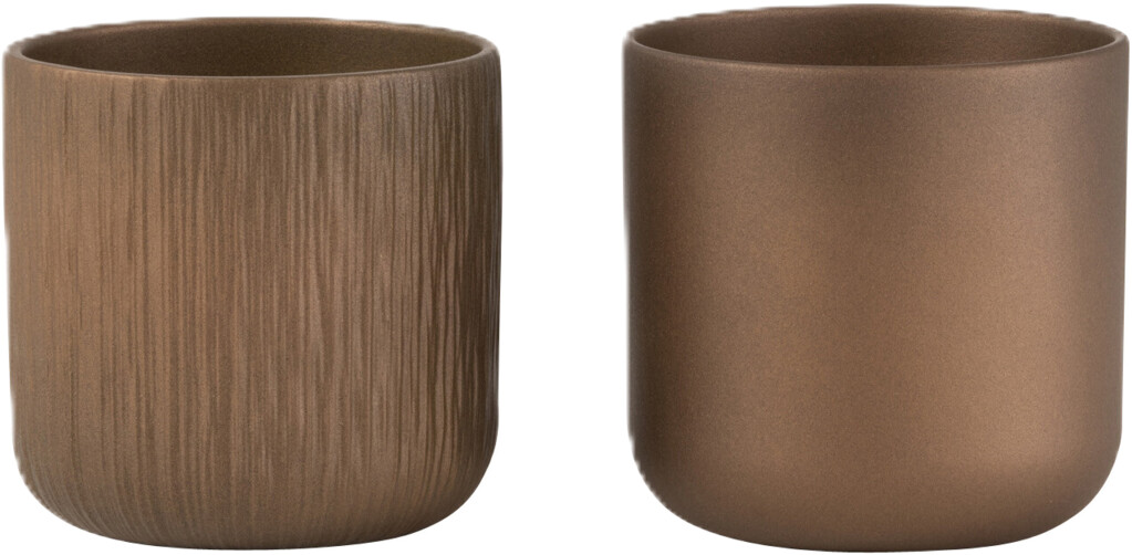 Bloempot gen keramiek goud/koper extra small assortiment van 2