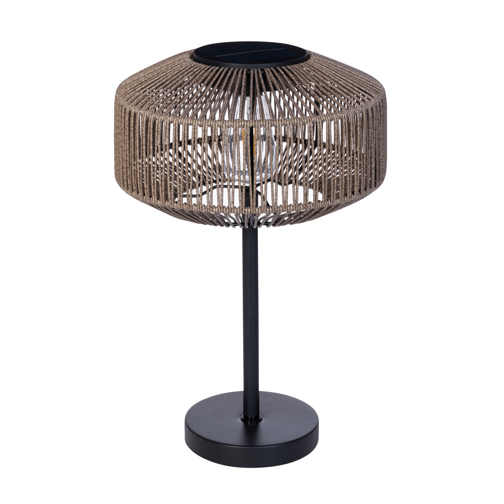 Solar Granada rattan effect table lamp black 150LM