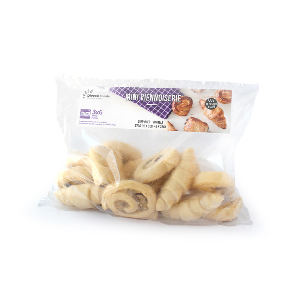 Mini viennoiserie 3 soorten - 3x6 stuks