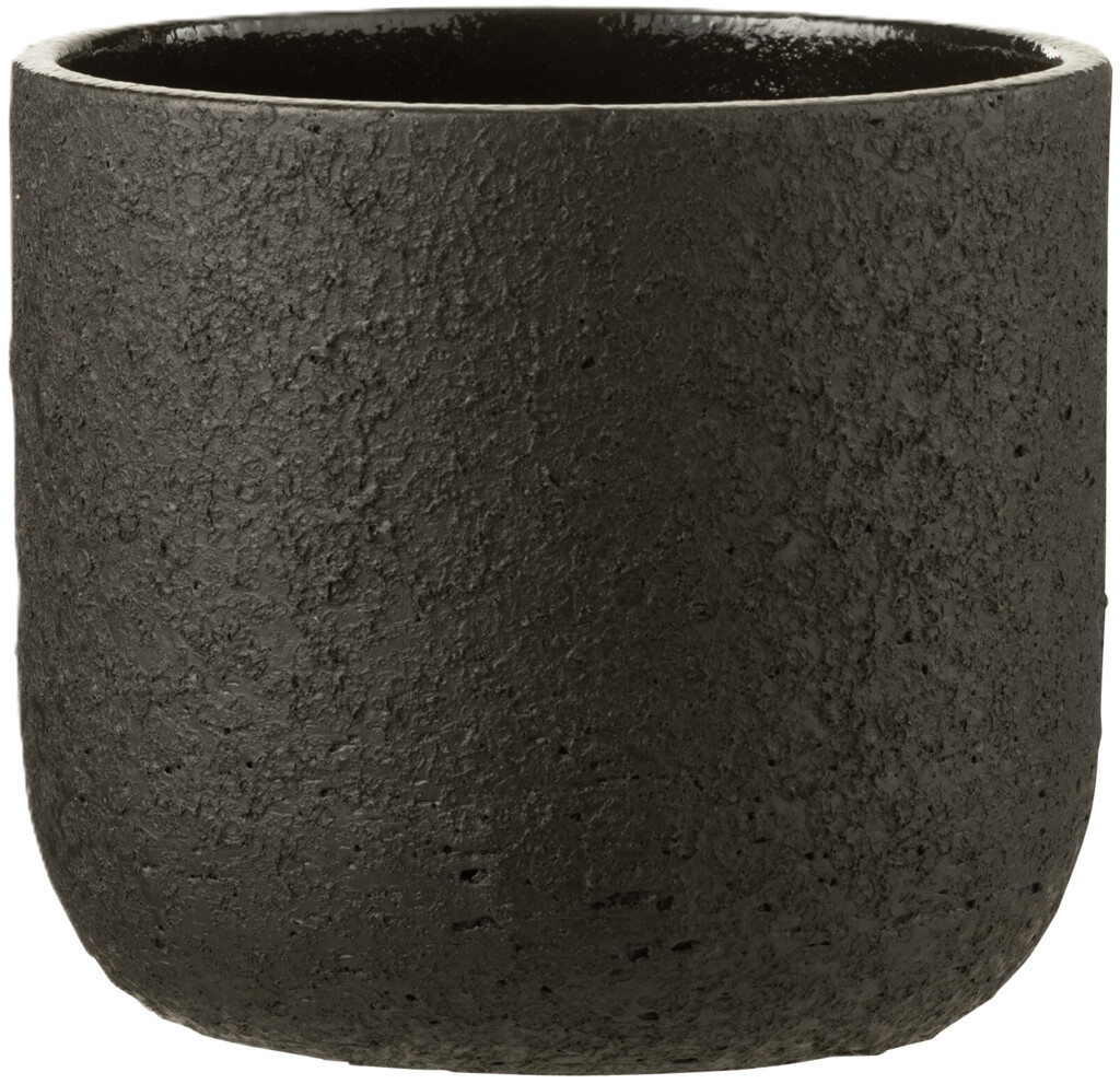 Bloempot ruw keramiek zwart extra large