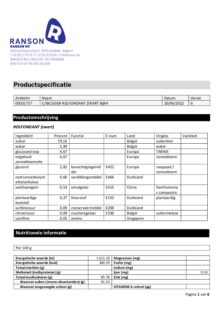 Rolfondant - zwart 150g