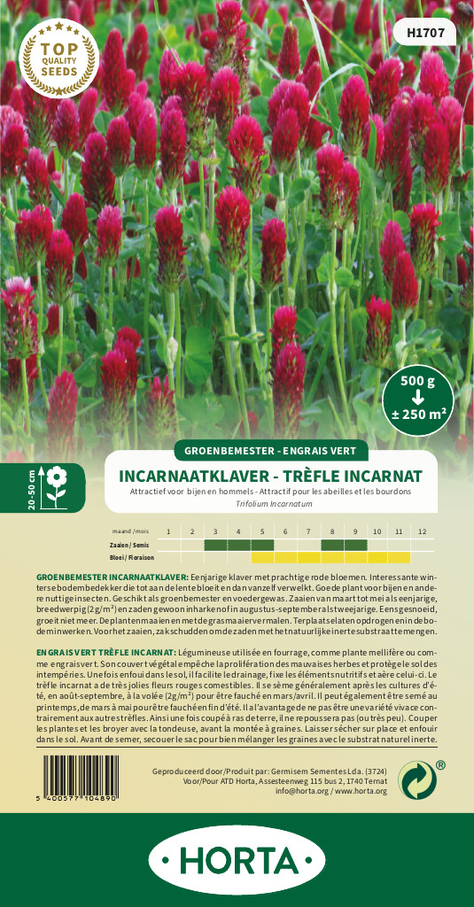 Incarnaatklaver 250 m²