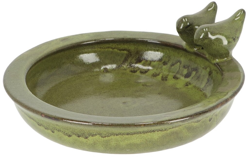 Bain oiseau en céramique rond vert