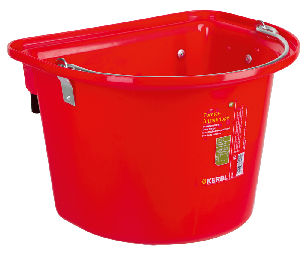 Wedstrijd-voerbak met ophangbeugel en draaggreep rood