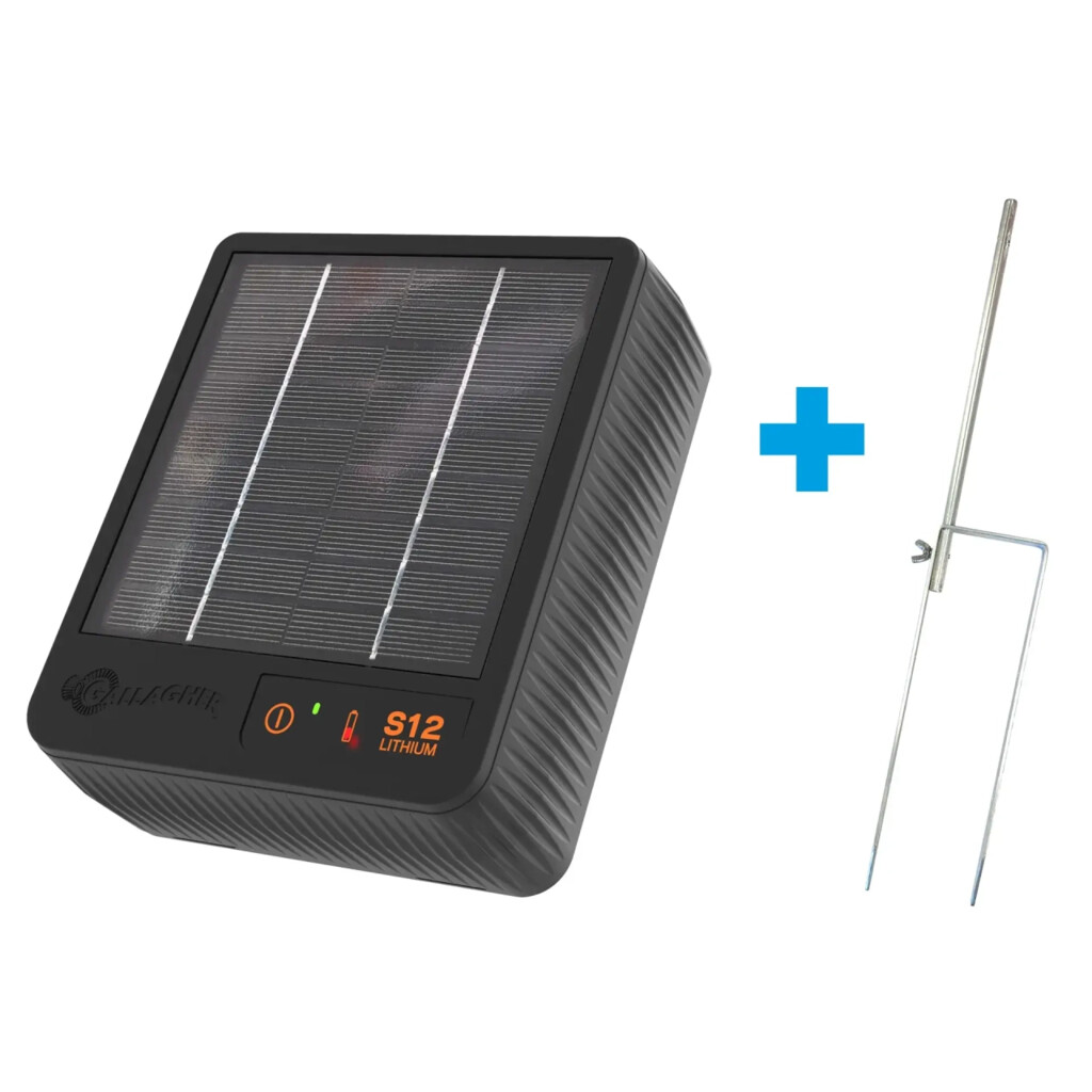 S12li Zonnepaneel schrikdraadapparaat incl. accu (0,12J - Solar) met gratis stander