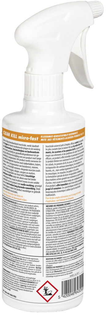 Clean Kill Mites Vêtements-Acarien-Punaise Lit 500ml Clean Kill Mites Vêtements-Acarien-Punaise Lit 500ml