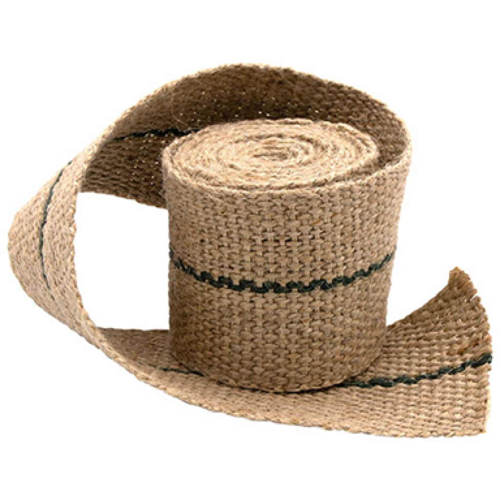 Bandeau tuteurage jute 6cmx2m naturel 600g/m² avec 1 ligne vert