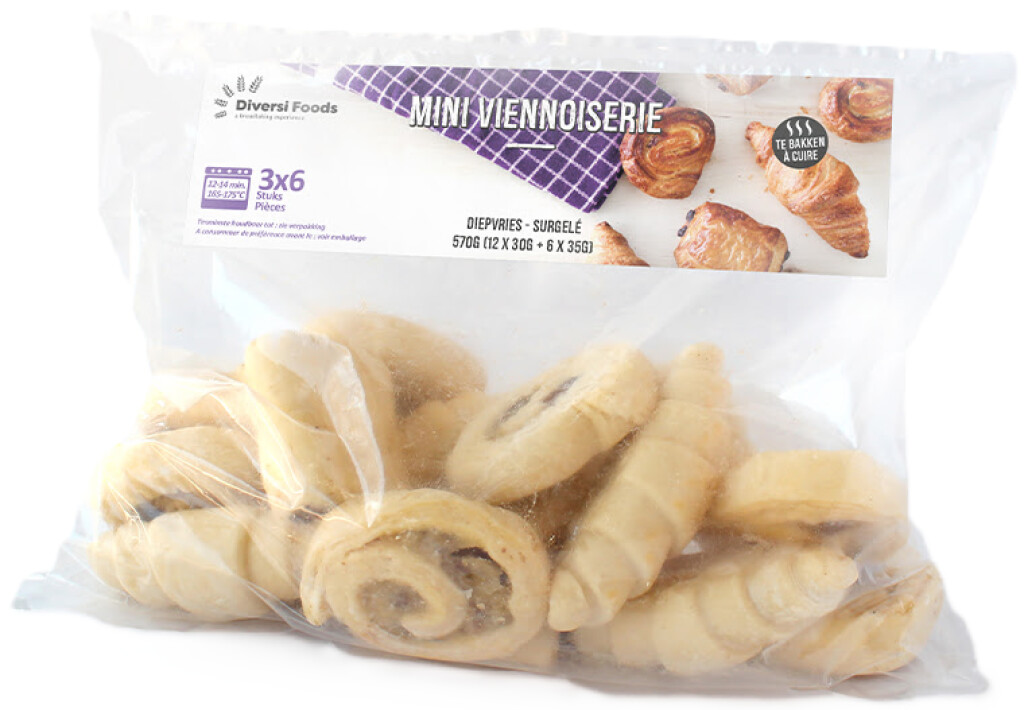 Mini viennoiserie 3 types - 3x6 pièces