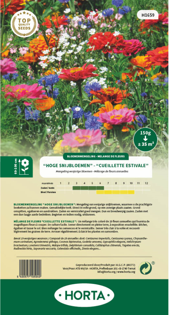 Mengeling eenjarige snijbloemen 35m² Mengeling eenjarige snijbloemen 35m²
