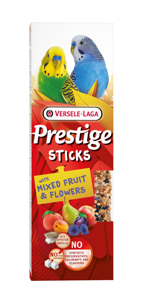 Prestige Sticks Kleine Parkieten met Gemengd Fruit & Bloemen  - 2 stuks 60g