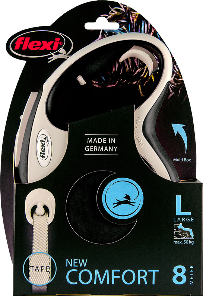 Laisse New Comfort Sangle Noir L 8 m