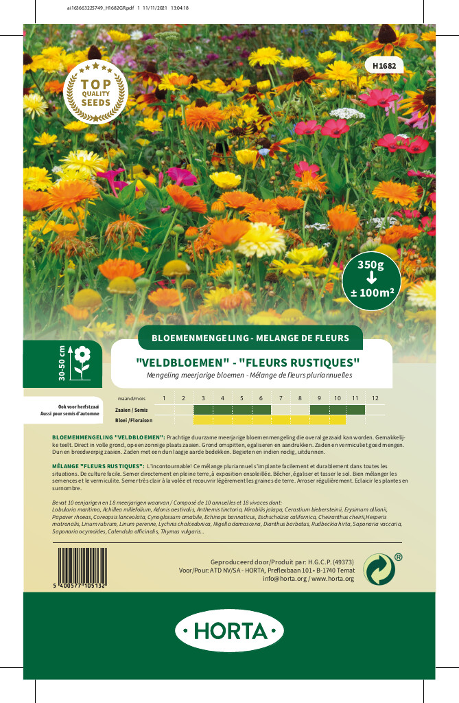 Mengeling meerjarige veldbloemen 100 m²