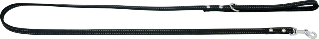 Laisse Longue Cuir Gras Noir 150x1,6 cm