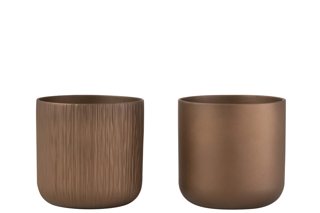 Bloempot gen keramiek goud/koper extra extra large assortiment van 2