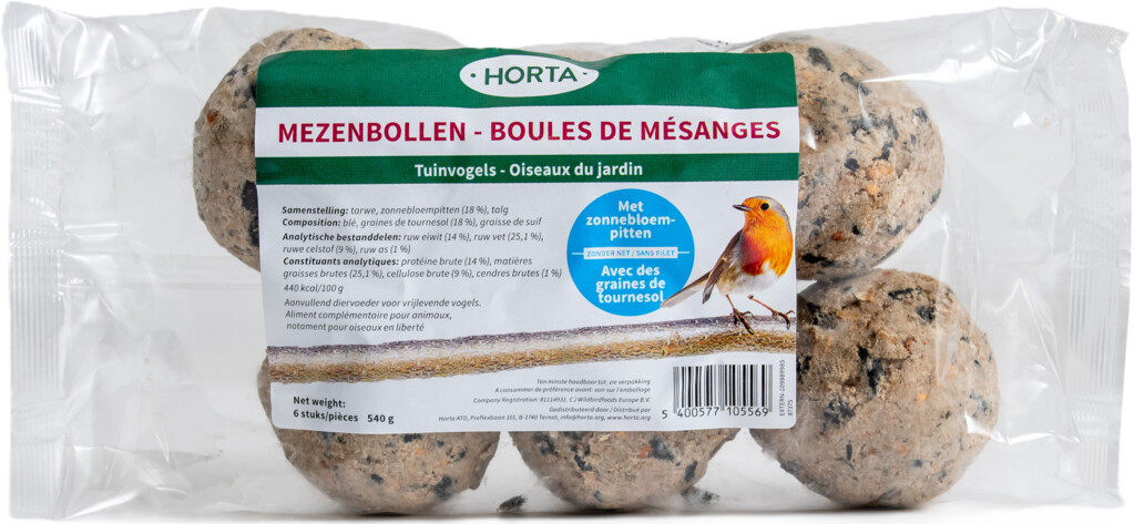 Boules de graisse avec des graines de tournesol 6 pcs