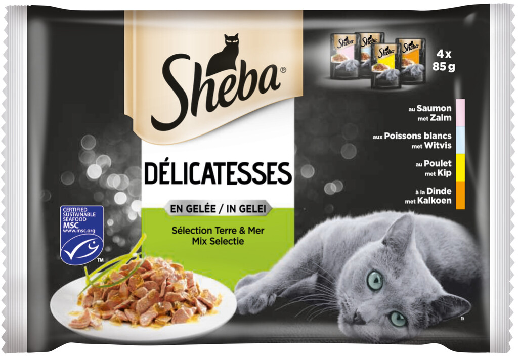 Delicatesse selectie versheidszakjes van de chef in gelei 4 x 85 g Delicatesse selectie versheidszakjes van de chef in gelei 4 x 85 g