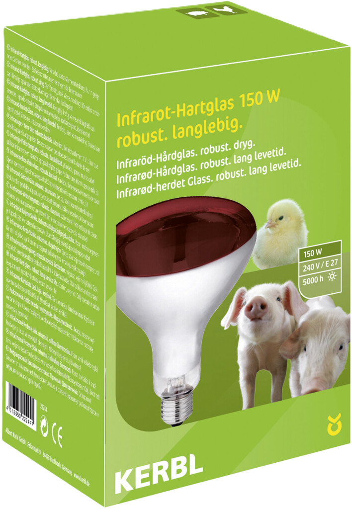 IR-lamp 150W gehard glas, rood