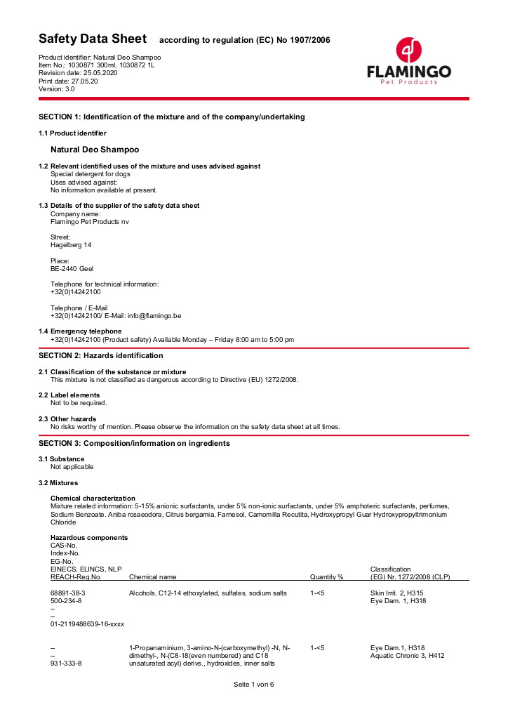 Shampoing Natural Deo 1L Shampoing Natural Deo 1L