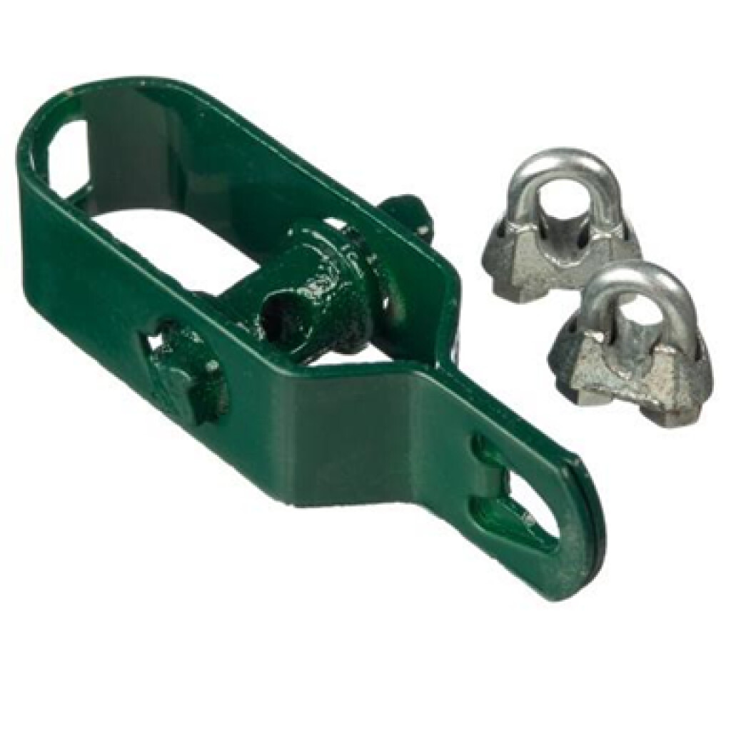Draadspanset met 2 draadklemmen groen geplastificeerd