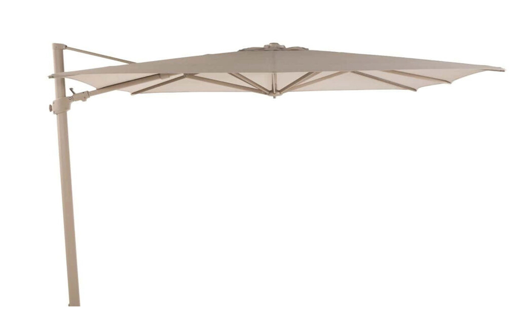 Parasol déporté Siesta PREMIUM 300 x 300 cm – toile sable avec structure en couleur latté