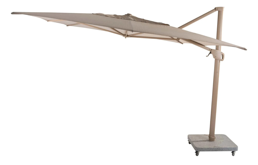 Zweefparasol Hacienda met latte frame en zandkleurig doek 300 x 400 cm